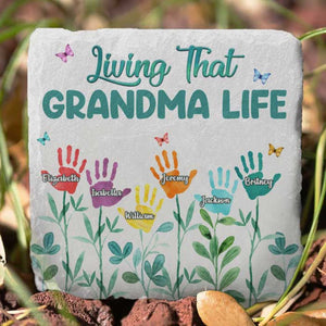 Vivre la vie de grand-mère - Pierre de jardin personnalisée - Cadeau pour grand-mère et grands-parents