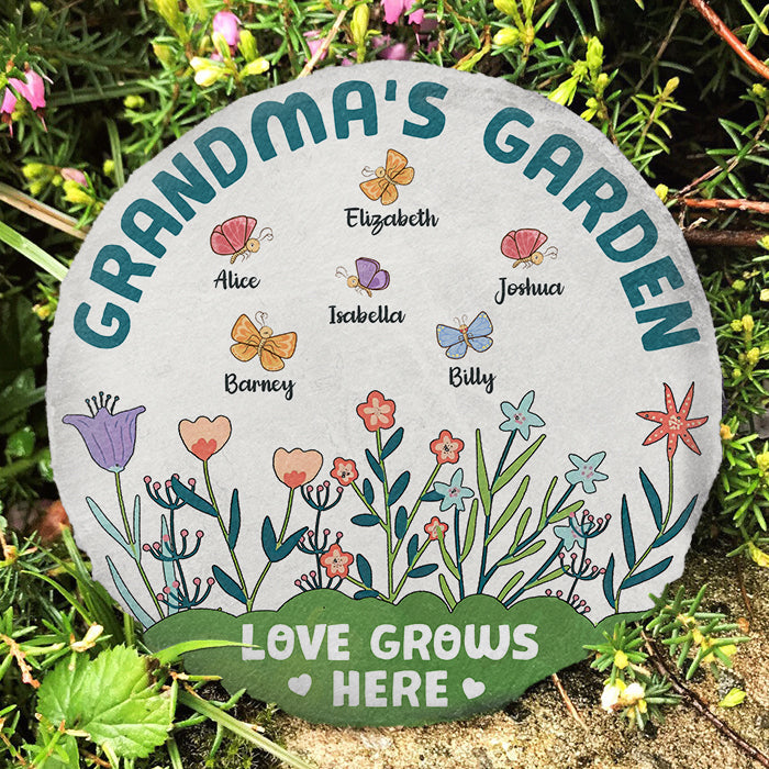 Grandma's Garden Where Love Grows - Personalized Garden Stone - Gift For Grandma, Grandparents
