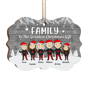 Family Is The Greatest Christmas Gift - Personalized Custom Benelux Shaped Wood Christmas Ornament - Gift For Family, Christmas Gift