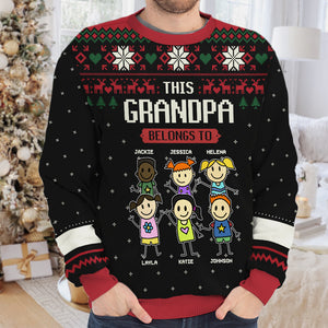 This Grandma Belongs To - Family Personalized Custom Ugly Sweatshirt - Unisex Wool Jumper - Christmas Gift For Grandma, Grandparents