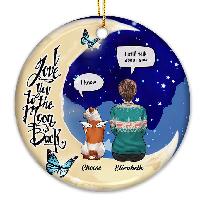 I Love You To The Moon And Back - Personalized Custom Round Shaped Ceramic Christmas Ornament - Memorial Gift, Sympathy Gift, Christmas Gift