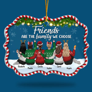Friends Are The Family We Choose - Personalized Custom Benelux Shaped Acrylic Christmas Ornament - Gift For Bestie, Best Friend, Sister, Birthday Gift For Bestie And Friend, Christmas Gift