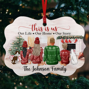 This Is Us - Our Life, Our Home, Our Story - Personalized Custom Benelux Shaped Wood Christmas Ornament