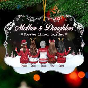 Mother & Daughters, Forever Linked Together - Personalized Custom Benelux Shaped Acrylic Christmas Ornament - Gift For Family, Christmas New Arrival Gift