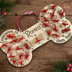 Countdown To Santa Paws - Dog Personalized Custom Advent - Pet Treat Christmas Countdown Wooden Sign - Christmas Gift For Pet Owners, Pet Lovers