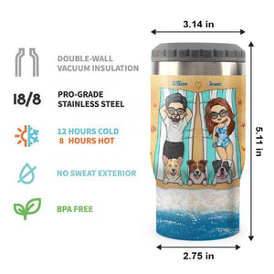 Husband Wife & The Dogs - Personalized Can Cooler - Gift For Couples, Husband Wife