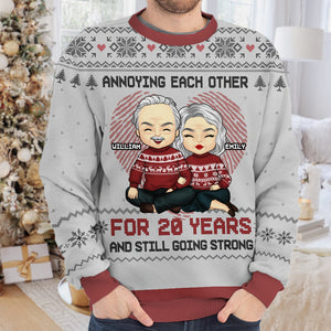 Annoying Couple For Years - Personalized Custom Unisex Ugly Christmas Sweatshirt, Wool Sweatshirt, All-Over-Print Sweatshirt - Gift For Couple, Husband Wife, Anniversary, Engagement, Wedding, Marriage Gift, Christmas Gift