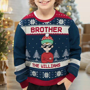 Christmas Is All About The Family Brother, Sister - Family Personalized Custom Ugly Sweatshirt - Unisex Wool Jumper - Christmas Gift For Family Members