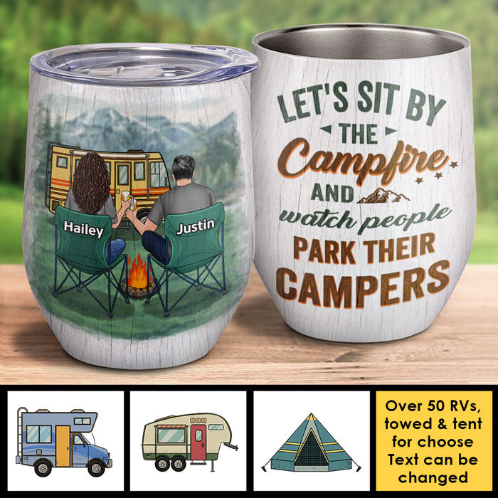 Let's Sit By The Campfire, Personalized Camping Travel Mug, Gift