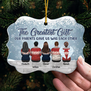 The Greatest Gift Our Parents Gave Us Was Each Other - Personalized Custom Benelux Shaped Acrylic Christmas Ornament - Gift For Siblings, Christmas Gift