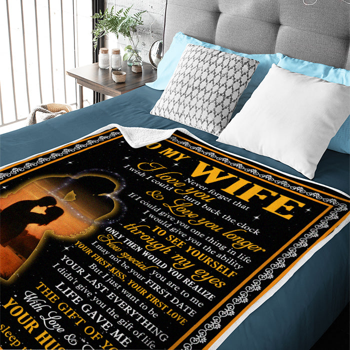 I Wish I Could Turn Back The Clock & Love You Longer  - Couple Blanket - Valentine Gift For Wife From Husband