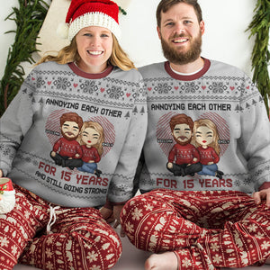 Annoying Couple For Years - Personalized Custom Unisex Ugly Christmas Sweatshirt, Wool Sweatshirt, All-Over-Print Sweatshirt - Gift For Couple, Husband Wife, Anniversary, Engagement, Wedding, Marriage Gift, Christmas Gift