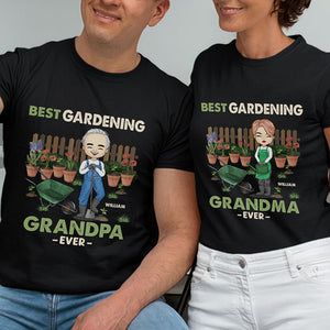 Best Gardening Grandpa Grandma Ever - Personalized Matching Couple T-Shirt - Gift For Couple, Husband Wife, Grandparents