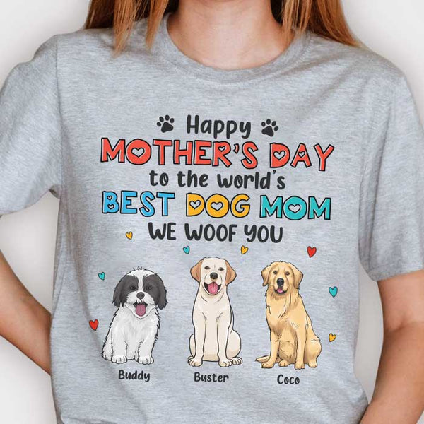 Happy Mother's Day Dog Mom, Heart Balloon - Mother's Day Gifts, Gift for Dog Mom, Personalized T-Shirt, Hoodie, Basic Tee / XL / Light Blue - Pawfect