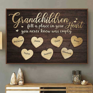 Grandchildren Fill A Place In Your Heart - Personalized Horizontal Poster - Gift For Grandparents