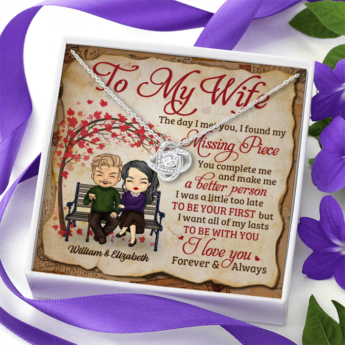 I Love You Forever And Always - Gift For Couples, Personalized Love Knot Necklace.