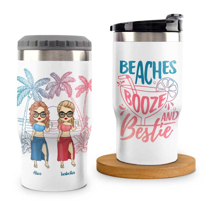 Beaches Booze & Besties Plastic Tumblers
