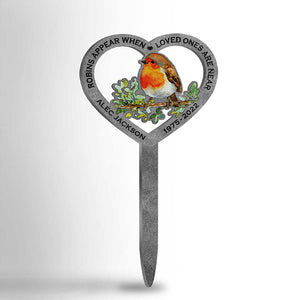Robins Appear When Loved Ones Are Near - Personalized Custom Acrylic Garden Stake.