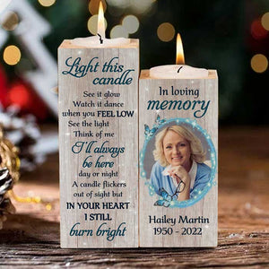 I'll Always Be Here - Personalized Candle Holder - Upload Image, Memorial Gift, Sympathy Gift