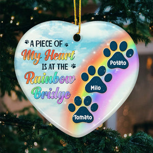 A Piece Of My Heart - Personalized Custom Heart Shaped Ceramic Christmas Ornament - Memorial Gift, Sympathy Gift, Christmas Gift