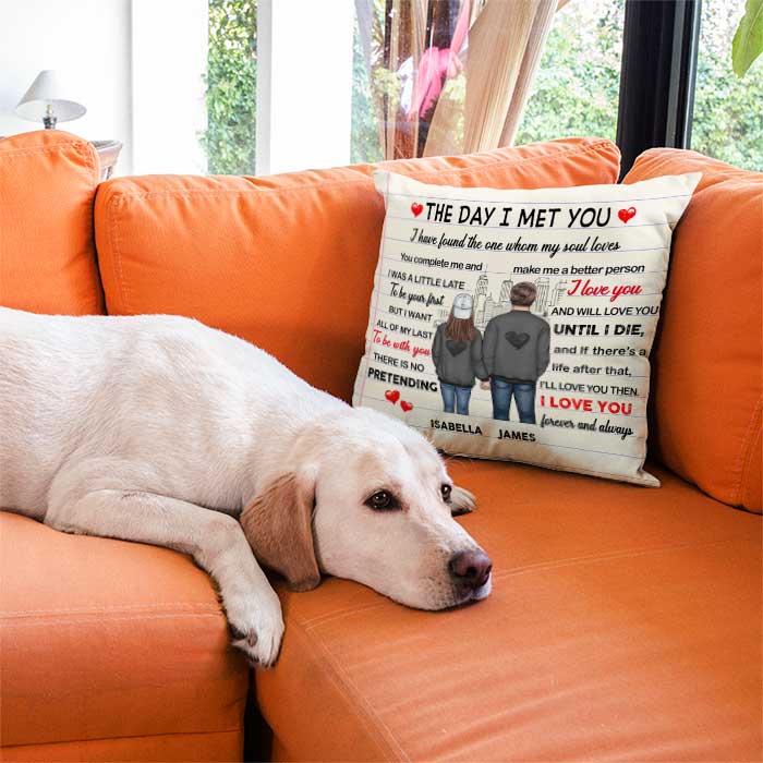 The Day I Met You - Gift For Couples, Personalized Pillow (Insert Included).