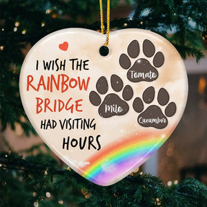 I Wish I Could Meet You At The Rainbow Bridge - Personalized Custom Heart Shaped Ceramic Christmas Ornament - Memorial Gift, Sympathy Gift, Christmas Gift