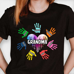 Grandma And Handprint Kids - Personalized Unisex T-Shirt.