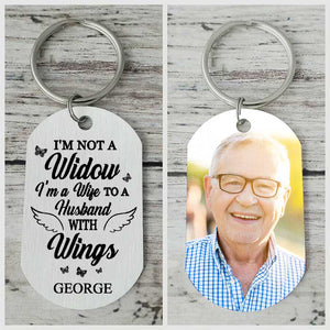 I'm A Wife To A Husband With Wings - Upload Family Photo - Personalized Keychain.
