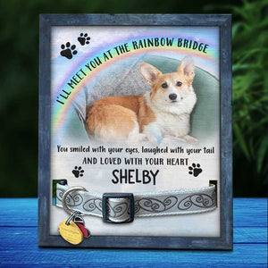 I'll Meet You At The Rainbow Bridge - Upload Image, Personalized Memorial Pet Loss Sign (11x9 inches).