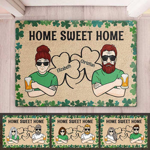 Home Sweet Home - Gift For Couples, Husband Wife, St. Patrick's Day, Personalized Decorative Mat.