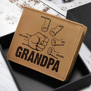 Grandpa And His Grandkids - Personalized Bifold Wallet - Gift For Dad, Grandpa