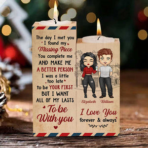I Love You, Forever And Always - Gift For Couples, Personalized Candle Holder.
