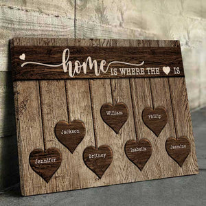 Home Is Where The Heart Is - Personalized Horizontal Canvas - Gift For Couples, Husband Wife