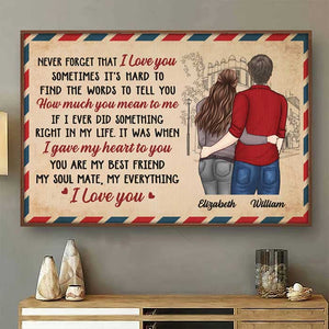How Much You Mean To Me - I Gave My Heart To You - Gift For Couples, Personalized Horizontal Poster.