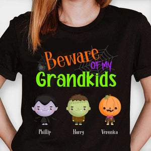 Beware Of My Grandkids Halloween - Personalized Unisex T-Shirt, Halloween Ideas..