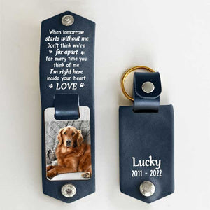 Don't Think We're Far Apart - Personalized PU Leather Keychain - Upload Image, Memorial Gift, Sympathy Gift