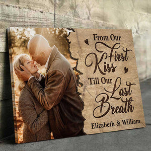 From Our First Kiss - Personalized Horizontal Canvas - Upload Image, Gift For Couples, Husband Wife