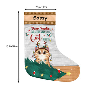 Naughty - Nice - I tried - Cat Christmas Costumes - Personalized Christmas Stocking.