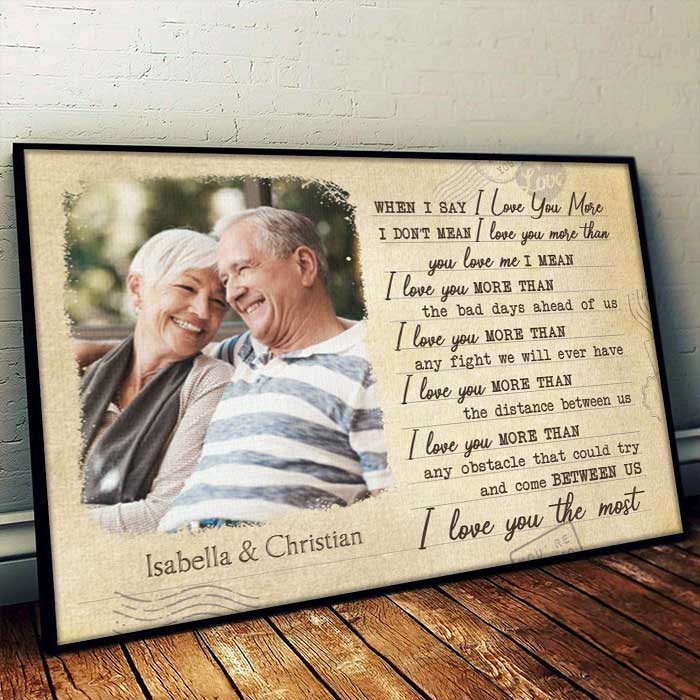 I Love You More Than The Distance Between Us - Upload Image, Gift For Couples - Personalized Horizontal Poster.