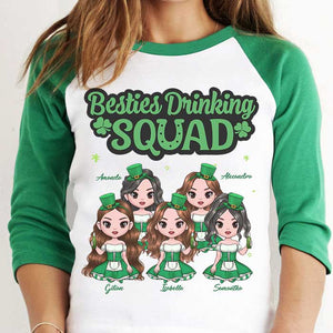 We're A Drinking Squad - Gift For Besties, Personalized St. Patrick's Day Unisex Raglan Shirt.