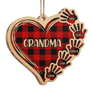 We Love You So Much - Personalized Custom Heart Shaped Wood Christmas Ornament - Gift For Grandma, Grandparents, Christmas Gift
