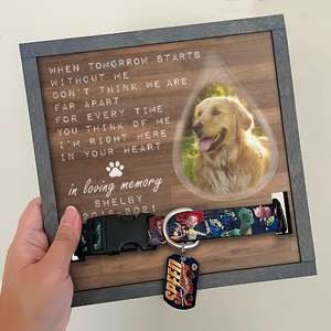 When Tomorrow Starts Without Me, We're Still Not Far Apart - Memorial Personalized Custom Pet Loss Sign, Collar Frame - Upload Image, Sympathy Gift, Gift For Pet Owners, Pet Lovers