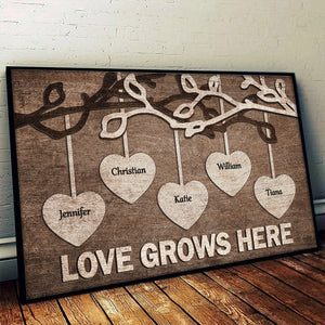 Love Grows Here - Personalized Horizontal Poster - Gift For Grandparents