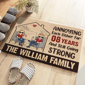 We've Been Annoying Each Other For Ages And Now We're Still Going Strong - Gift For Couples, Husband Wife, Personalized Decorative Mat