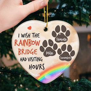 I Wish I Could Meet You At The Rainbow Bridge - Personalized Custom Heart Shaped Ceramic Christmas Ornament - Memorial Gift, Sympathy Gift, Christmas Gift