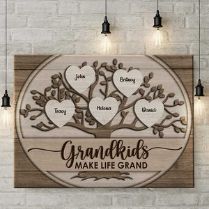 The Grandkids Make Life Magnificent - Personalized Horizontal Canvas - Gift For Grandparents