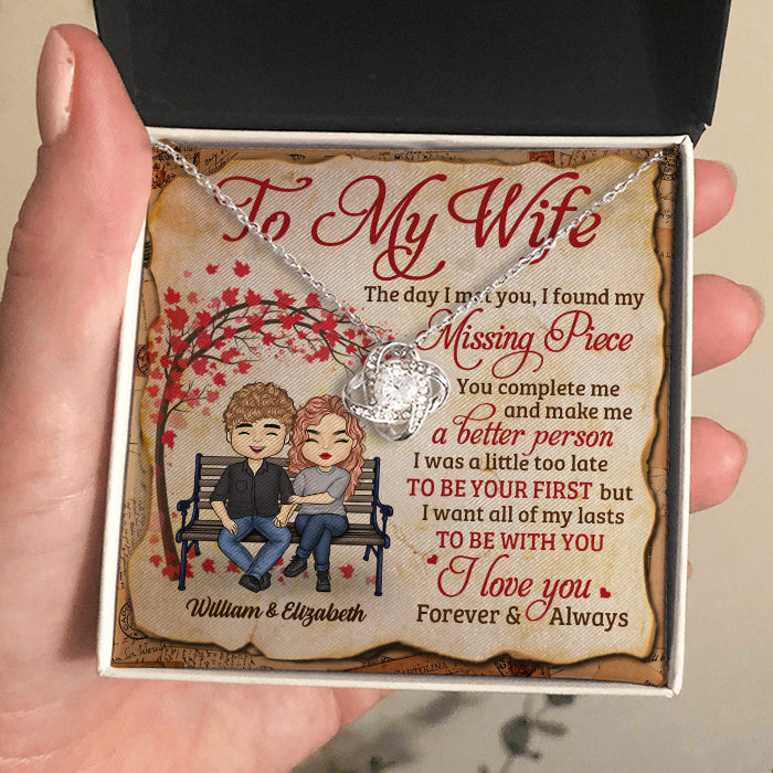 I Love You Forever And Always - Gift For Couples, Personalized Love Knot Necklace.