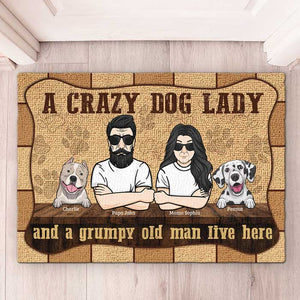 A Crazy Dog Lady, A Grumpy Old Man - Personalized Decorative Mat - Gift For Pet Lovers