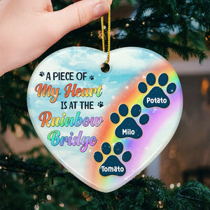 A Piece Of My Heart - Personalized Custom Heart Shaped Ceramic Christmas Ornament - Memorial Gift, Sympathy Gift, Christmas Gift
