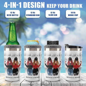 Friends & Alcohol - Personalized Can Cooler - Gift For Bestie